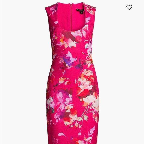 Black Halo Fuchsia Floral Midi Dress - Picture 3 of 6